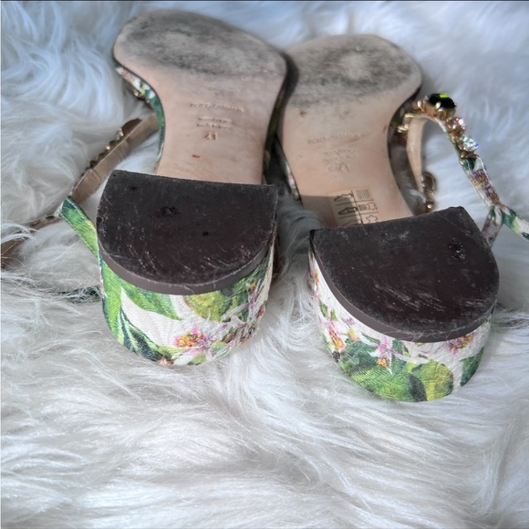 DOLCE & GABBANA FLORAL PATTERNED THONG STYLE SANDALS - Picture 10 of 14